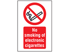 No smoking of electronic cigarettes symbol and text safety sign.