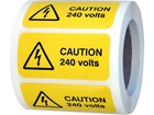 Caution 240 volts label.