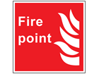 Fire point symbol and text safety sign.