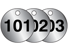 Aluminium valve tags, numbered 101-125