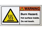 Warning burn hazard label