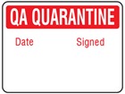 Jumbo QA Quarantine Label - 250 pack