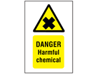 Danger harmful chemical symbol and text safety sign.