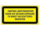 Caution laser radiation avoid eye or skin exposure to direct or scattered radiation, laser equipment warning label.