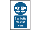 Use seat belt symbol and text safety sign.