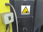 Warning corrosive symbol label.