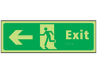 Exit arrow left photoluminescent sign.