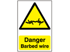 Danger, Barbed wire safety sign.