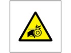 Moving belt hazard symbol safety sign.