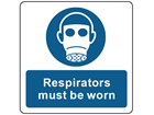 Respirators must be worn symbol and text safety label.