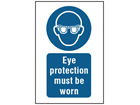 Eye protection must be worn symbol and text safety sign.