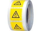 Rotating roller hazard symbol labels.