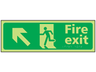 Fire exit arrow up left photoluminescent sign.