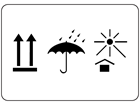 This way up, keep dry, protect from heat packaging symbol label