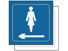 Ladies toilet, arrow left symbol sign.