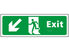 Exit, running man, arrow down left sign.