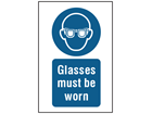 Glasses must be worn symbol and text safety sign.