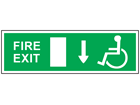 Disabled fire exit, arrow down safety sign.