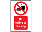 No eating or drinking symbol and text safety sign.