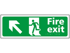 Fire exit, running man, arrow up left sign.