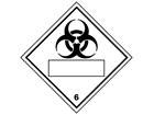 Biological hazard, class 6, hazard diamond label (with write on panel)