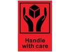 Handle with care shipping label.