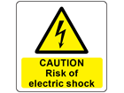 Caution risk of electric shock symbol and text safety label.