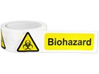 Biohazard symbol and text safety tape.