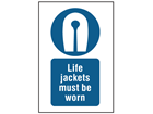 Life jackets must be worn symbol and text safety sign.