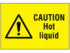 Caution hot liquid symbol and text safety sign.