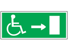 Disabled emergency exit, arrow right safety sign.
