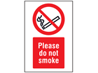 Please do not smoke symbol and text safety sign.