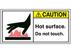 Warning hot surface do not touch label