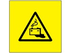 Battery hazard symbol labels.