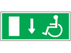 Disabled emergency exit, arrow down safety sign.