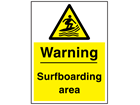 Warning surfboarding area sign.