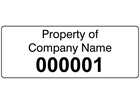 Assetmark+ serial number label (black text), 19mm x 50mm