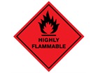 Highly flammable hazard warning diamond label, magnetic