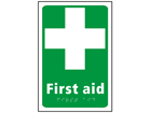 First aid text and symbol sign.