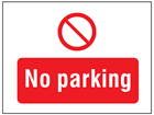 No parking symbol and text safety sign.