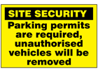 Parking permits are required, unauthorised vehicles will be removed sign