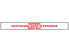 Warning, scaffolding work in progress, keep out barrier tape