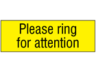 Please ring for attention, engraved sign.