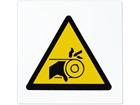 Moving belt hazard symbol safety sign.