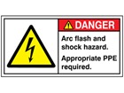 Arc flash and shock hazard label