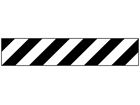 Laminated warning tape, black and white chevron.