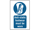 Anti-static footwear must be worn symbol and text safety sign.