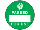 Passed for use label.