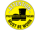 Attention protective footwear must be worn floor marker