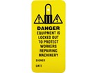 Danger, equipment is locked out to protect workers repairing machinery.